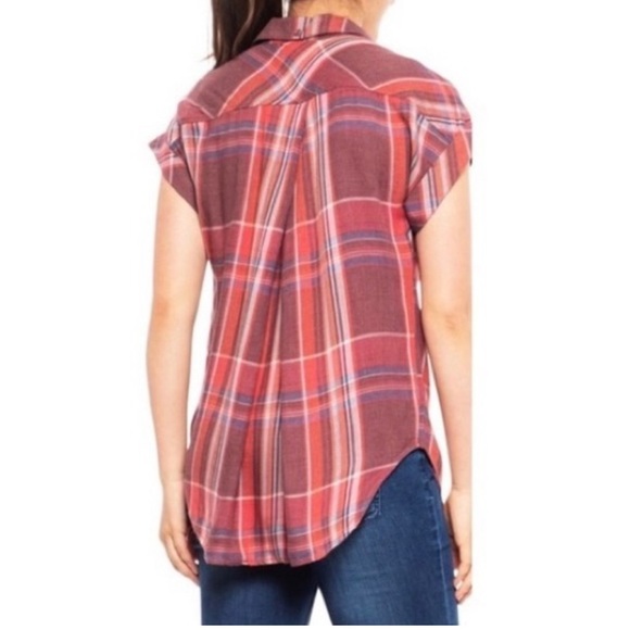 Cloth & Stone Plaid Short Sleeve Button Down Size Medium - Picture 4 of 8